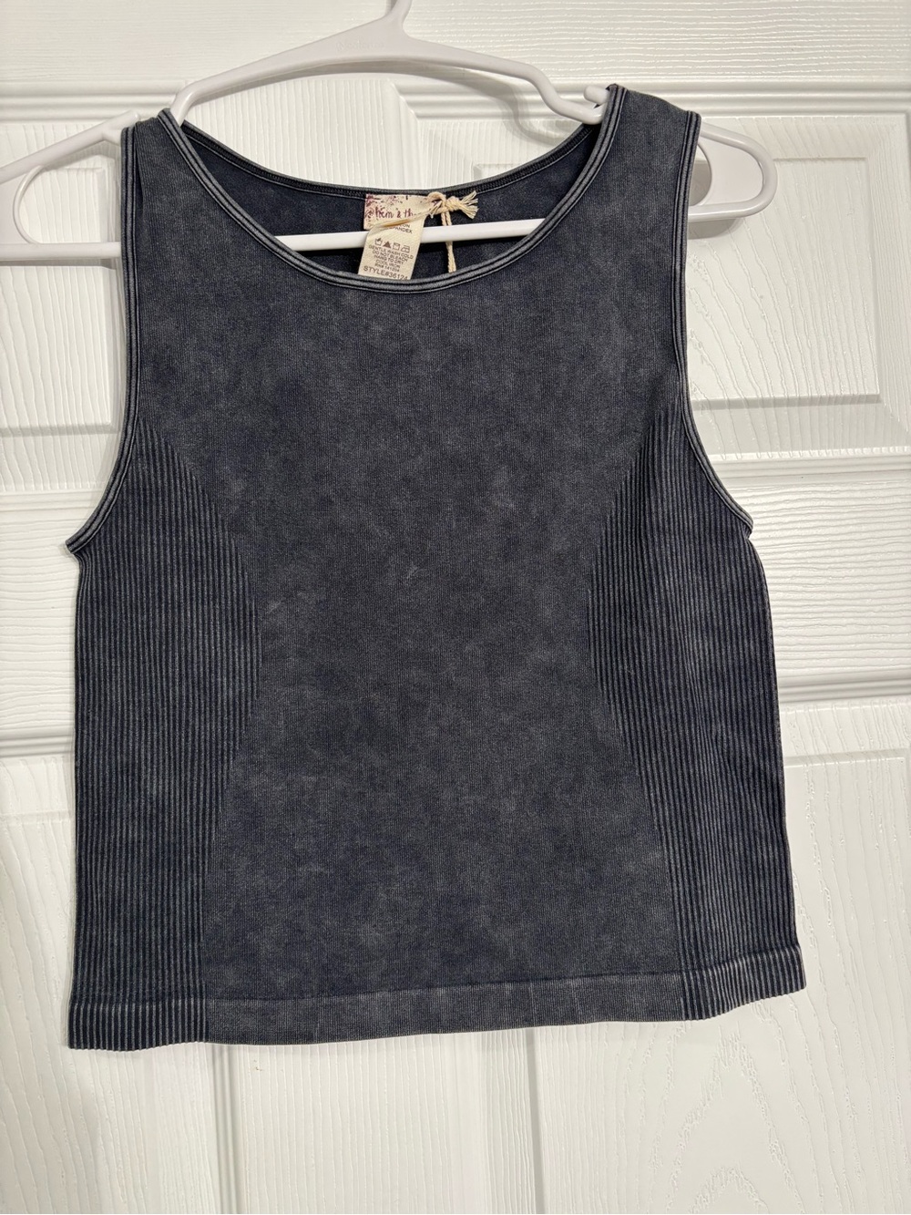 Hem & Thread Charcoal Washed Rib-Panel Tank Top
